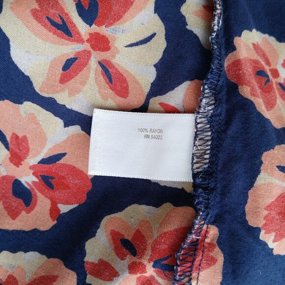 Old Navy Floral Tank Top L hidden buttons blue pink peach classic coconut girl - Picture 10 of 13